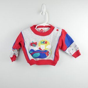 Vintage Hush Puppies Grey Red and Blue Crewneck with Plane ABC Graphic 18 Months
